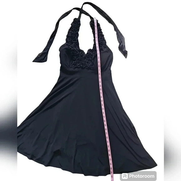 Dressbarn Collection Black Halter Dress Women 10 Ruffle Flounce Cocktail Gothic - Picture 8 of 8